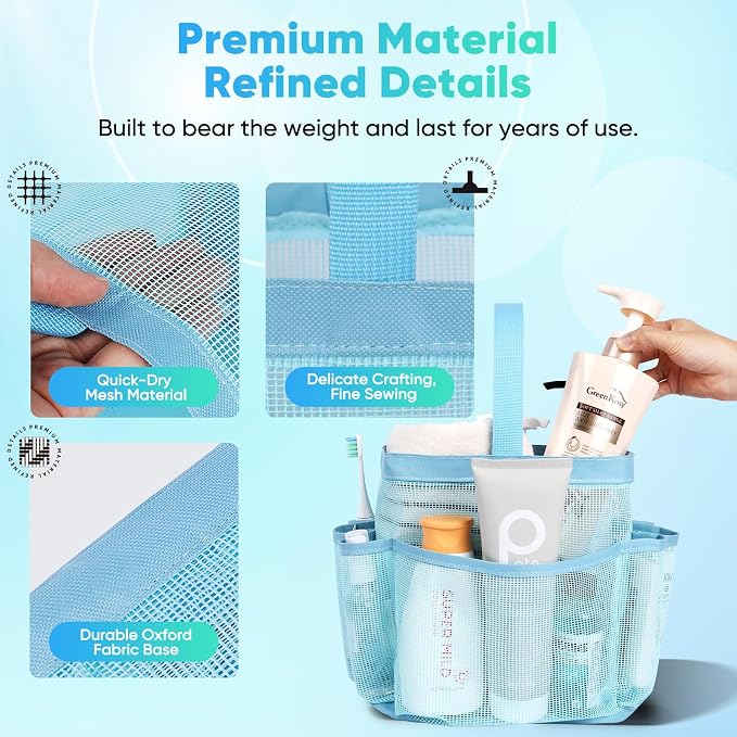 EUDELE 2 Pack Mesh Shower Caddy Portable - Image 3