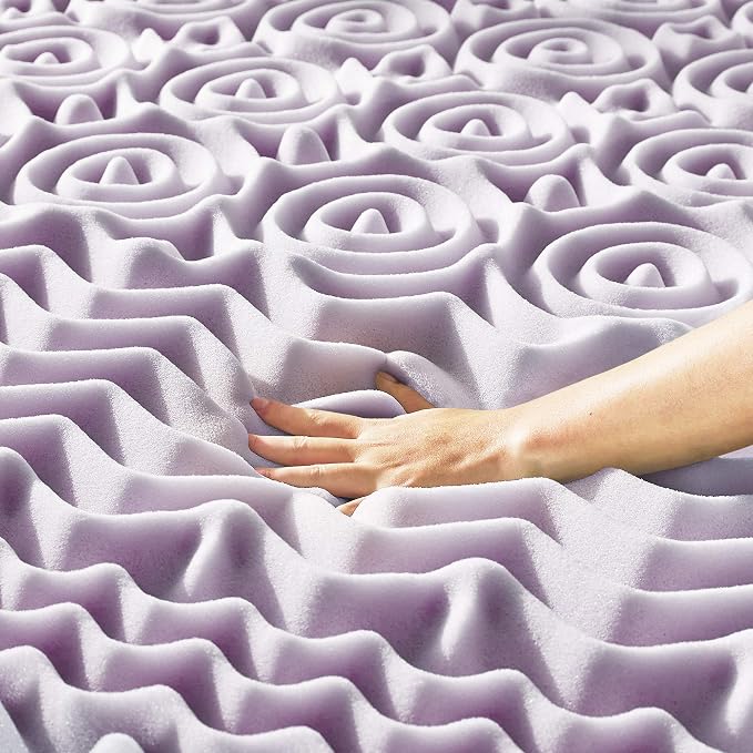 Mellow 3 Inch 5-Zone Memory Foam Mattress Topper, Soothing Lavender Infusion - Image 4
