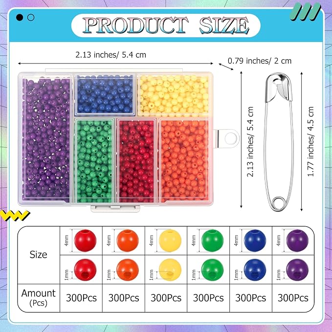 80 Safety Pin Fashion Bulk Include Safety Pin and Small Beads, Flag Bead Craft - Image 2