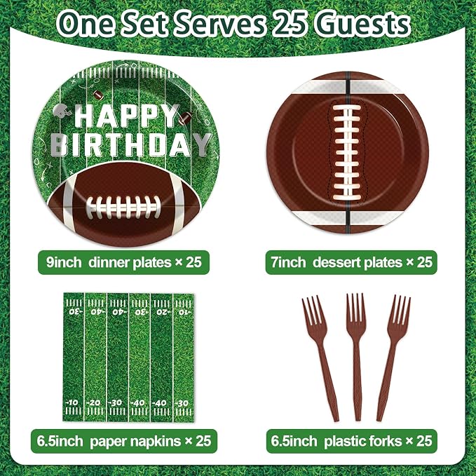 100 Pcs Football Party Supplies Set Football Birthday Plates and Napkins Sports - Image 2