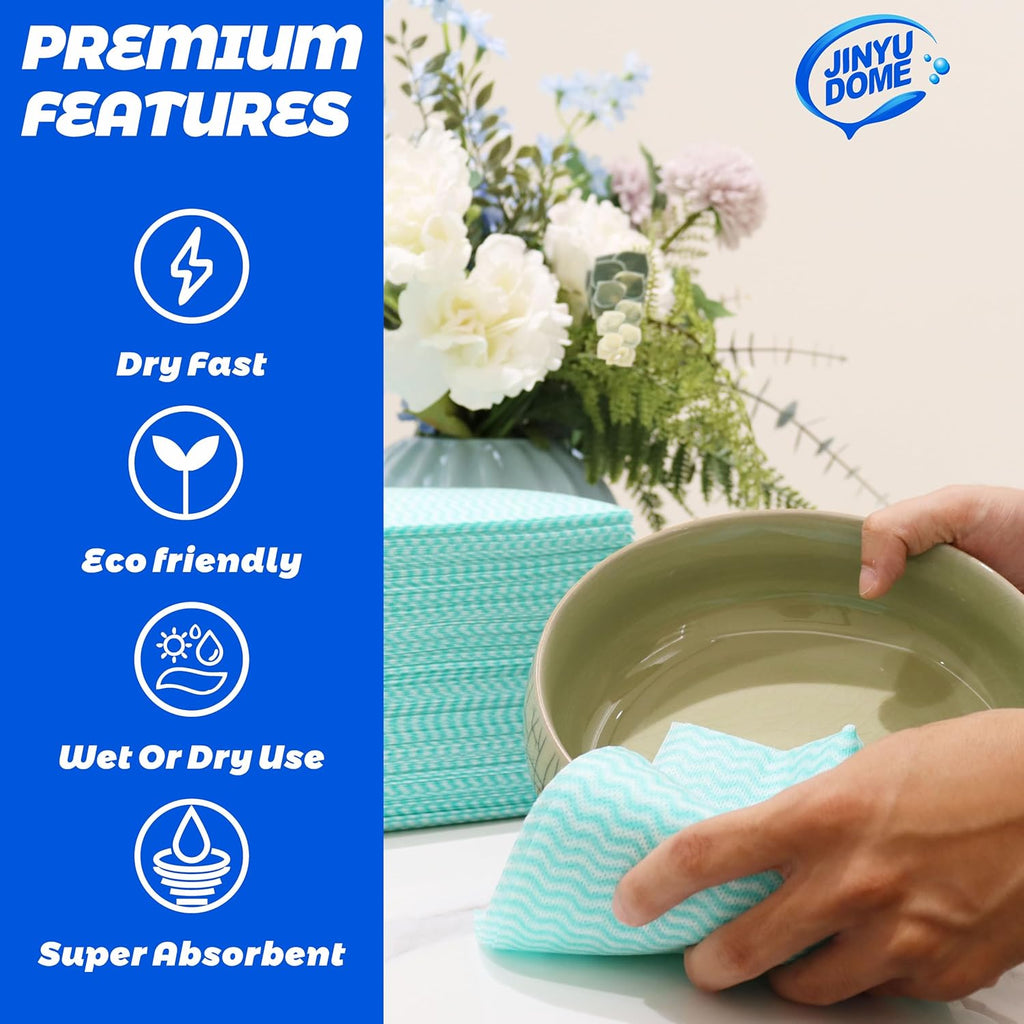 Handi Wipes Reusable Cloths, Green Disposable Kitchen Cleaning Towel Roll, Heavy Duty J Cloth,50 Count