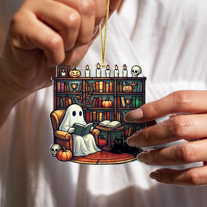 Halloween Faux Stained Glass Ghost Ornaments Acrylic, Halloween Decor Cute - Image 6