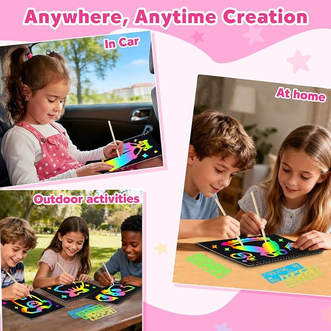 ZMLM Scratch Paper Art-Crafts Gift: 2 Pack Rainbow Notebooks Supplies Toys - Image 4