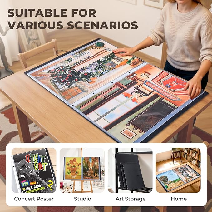 JoyCat 18 x 24 Art Portfolio Binder, 30 Acid-Free Clear Pockets Art Folder - Image 7