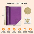 HTVRONT Champagne Gold Glitter HTV, Glitter Heat Transfer Vinyl - Image 4