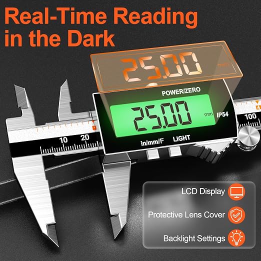 Preciva Backlight Digital Caliper, 6inch IP54 Waterproof Rechargeable - Image 3