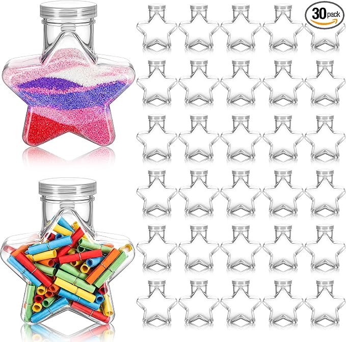 Yinkin 30 Pcs 5.5 oz Star Sand Art Bottles Plastic Clear Sand Bottles by Yinkin