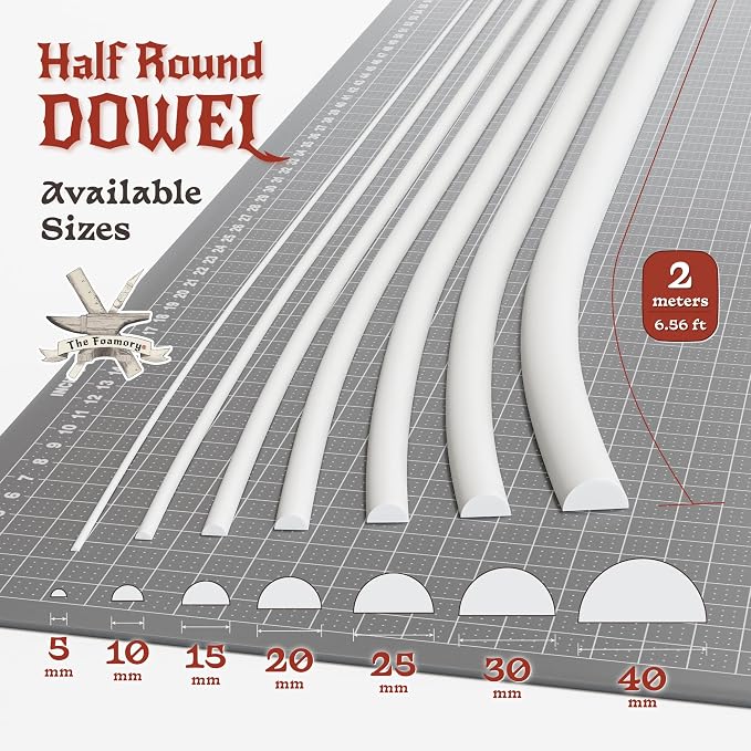 The Foamory's No Waste Half Round EVA Foam Dowel. 25mm x 2M Length. High-Density - Image 3