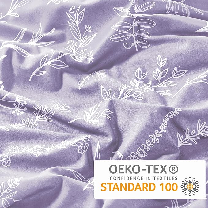 MUXHOMO Duvet Cover King Size, Reversible Floral Lavender Duvet Cover Set - Image 5