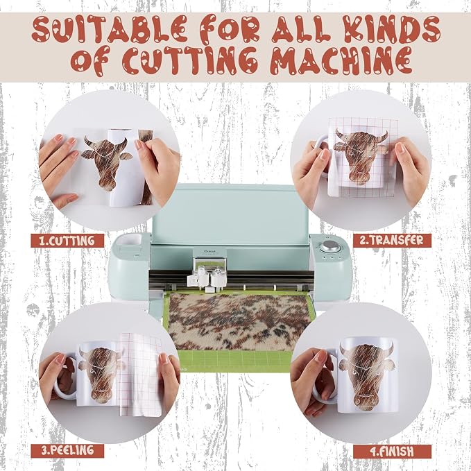Tintnut Cow Print Permanent Vinyl Roll 12in x 5ft Red Brown Adhesive Vinyl | - Image 3