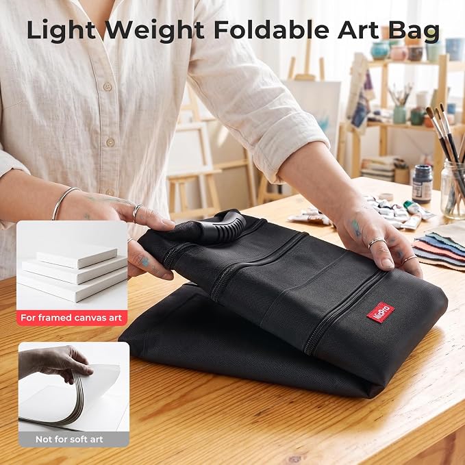 Nicpro Light Weight Art Portfolio Bag, 20x26 Black Art Canvas Portfolio Case - Image 8