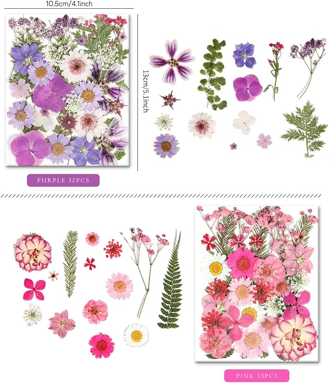 110+PCS Pressed Flowers for Resin Molds, Colorful-A | Real Dried Flower Leaves - Image 2