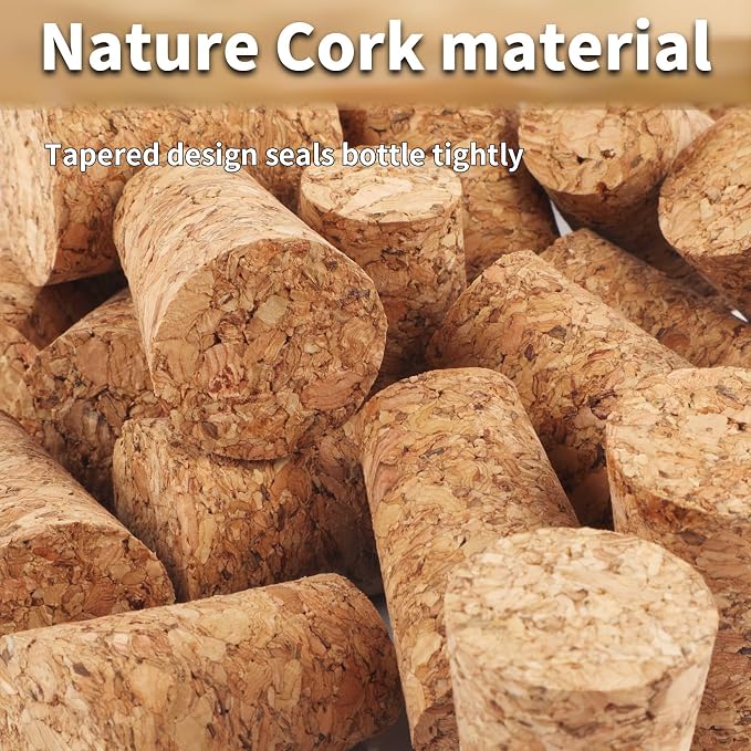 Wine Corks, Natural Soft Wood Wine Bottle Corks, Leakproof Tapered Corks - Image 3