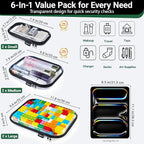 YQBRAO 6 Pack Sleek Black Clear Hard Shell Zipper Case, 1.2mm Heavy Duty Tech & - Image 4