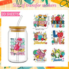 Rngmsi 20 Sheets Teacher Leopard Print UV DTF Cup Wrap Cold UV DTF Stickers | - Image 2