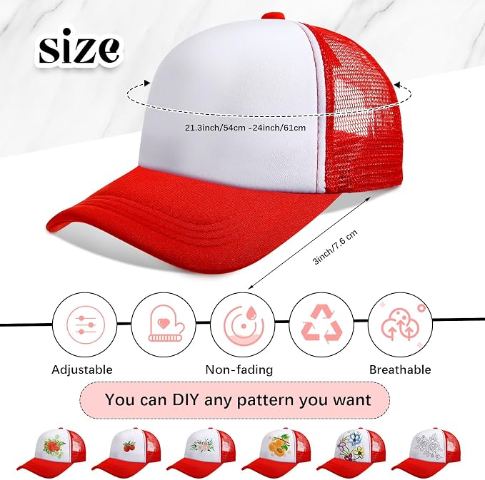 Vabean 24 Pack Sublimation Blank Cap Trucker Mesh Cap Unisex Plain Blank - Image 2