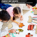 Subacy 80 PCS Unfinished Thanksgiving Wood Cutouts 10 Styles DIY Wooden Crafts - Image 5