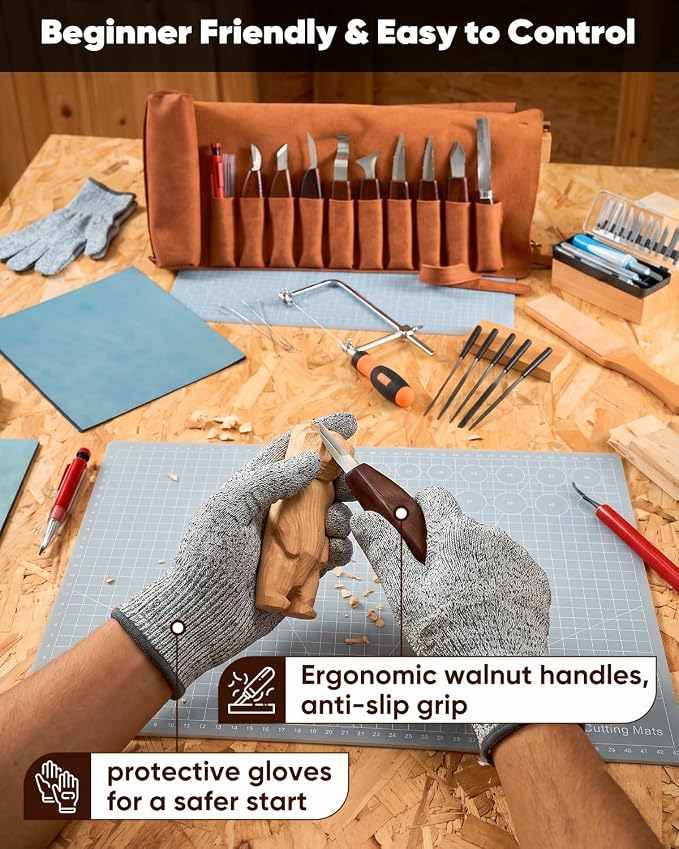 SakerNeo 35PCS Wood Carving Kit Whittling Knife Set - Image 6