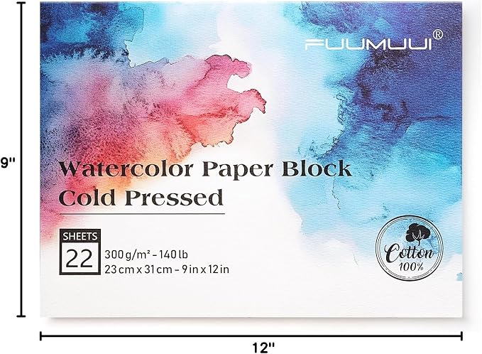 Watercolor Paper Block 9x12 Inch, Fuumuui 100% Cotton Paper Pad, 22 Sheets - Image 10