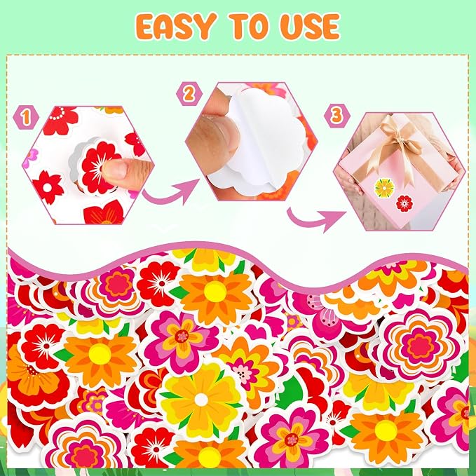 300Pcs Flower Foam Stickers, Self-Adhesive Spring Foam Stickers Colorful Flower - Image 6