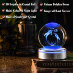 IFOLAINA 3D Dolphin Crystal Ball Night Lights Dolphin Lovers Gifts | Dolphin - Image 2