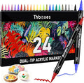 Thboxes 24 Colors Acrylic Paint Markers by Thboxes