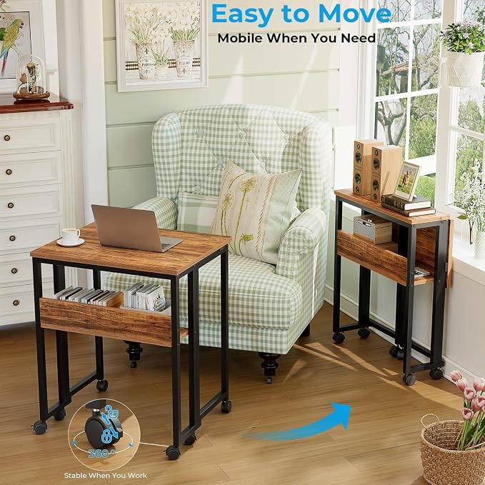GreenForest Folding Desk with Wheels, 31.5" Rolling Table - Image 4
