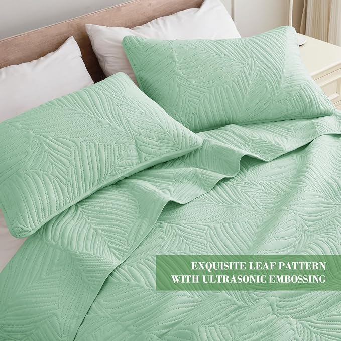 Exclusivo Mezcla Twin Quilt Bedding Set, Lightweight Sage Green Quilts Twin Size - Image 3