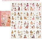 Scrapbooking Stickers 20 Sheets Pre-Cut 120 washi Stickers PET People Sticker - Image 3