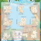 45 pcs 9 Styles Animal Theme Unfinished Wood Cutout Charms Elephant Lion - Image 2