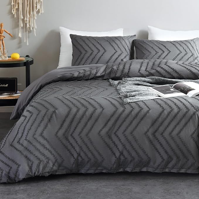 WARMDERN Boho Duvet Cover Set, Tufted Bedding Duvet Covers Soft Washed by WARMDERN