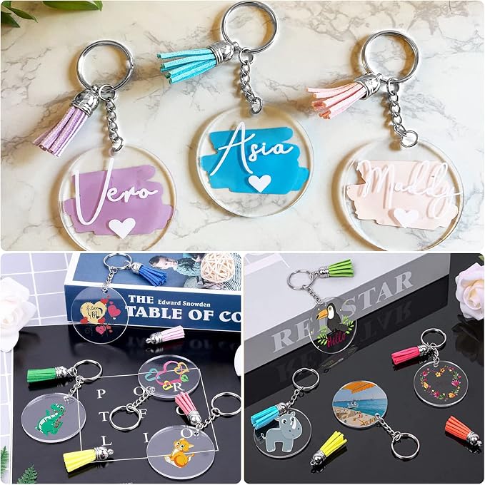 ZOCONE 144 PCS 2 INCH Acrylic Keychain Blanks Set, Display Card, Packing Bag - Image 7
