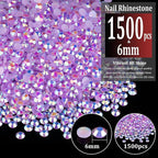 1500pcs 6mm Resin Rhinestones Bulk, Lavender Purple AB Flatback Round Jelly - Image 2