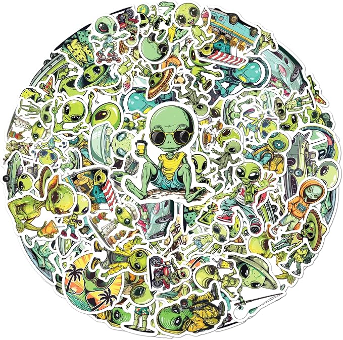 Funny Alien Lifestyle Stickers Pack 50Pcs Cool Vinyl Decals by rabowa