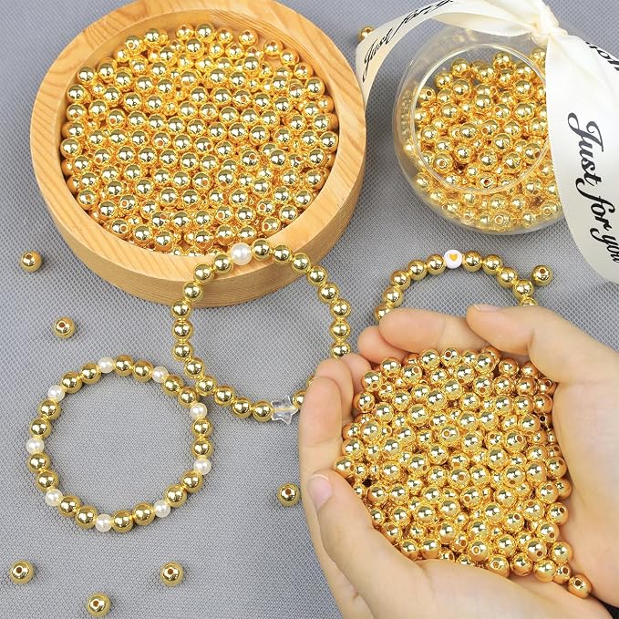 DUQGUHO 6mm Gold Beads for Jewelry Making Plastic Pearl Beads - Image 5