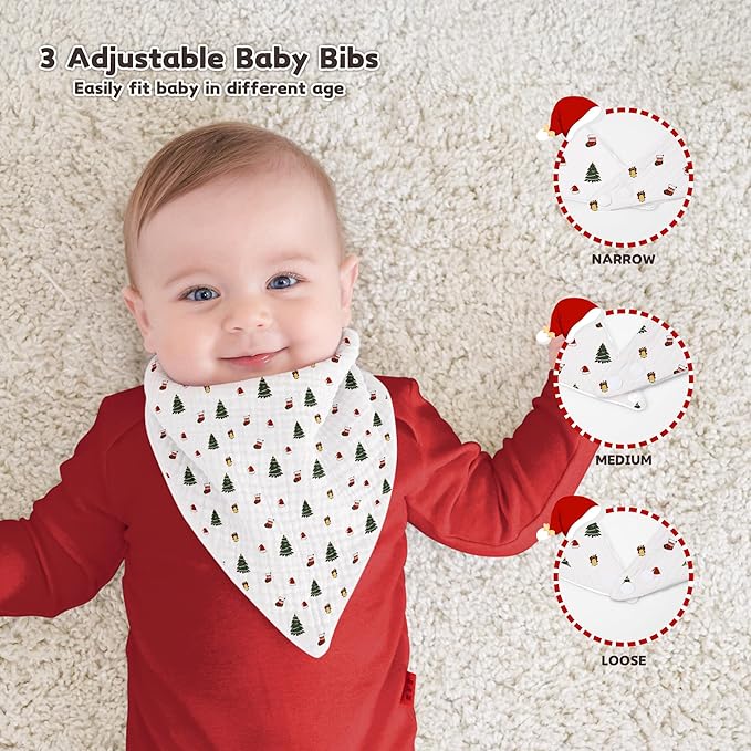 Susurration Muslin Baby Drool Bibs 6Pack Soft Triangular Adjustable Baby Bandana Bibs for Unisex Baby Girls & Boys