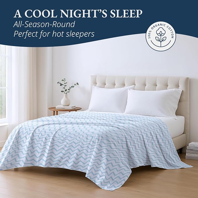 Lane Linen 100% Organic Cotton Full Size Flat Sheet Only - Image 3