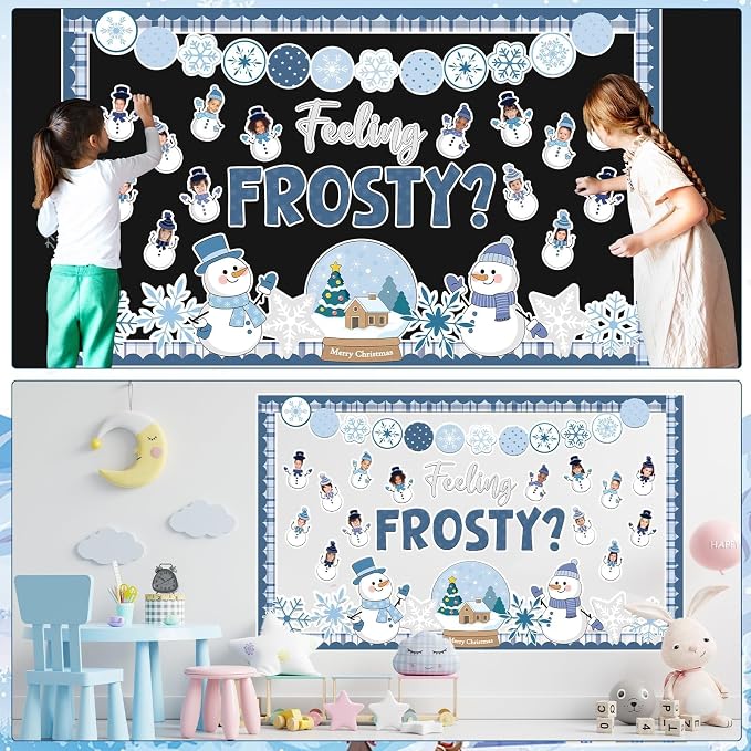Justforjoyful Winter Bulletin Board Decoration Winter Snowman Cutouts DIY Photo - Image 7