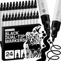 ARTISTRO 24 Black Dual-Tip Acrylic Paint Markers – Paint Pens Set by ARTISTRO