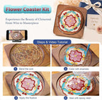 Wooden Coasters Craft Kits – Filigree Enamels Painting DIY Coasters Art - Image 2
