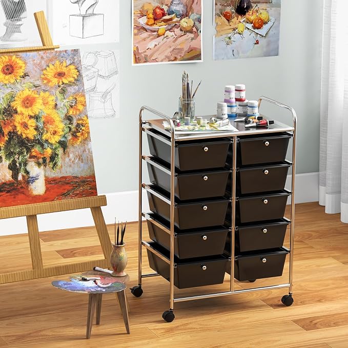 Giantex 10 Drawers Rolling Cart, Classroom Organizers, Storage Cart - Image 2