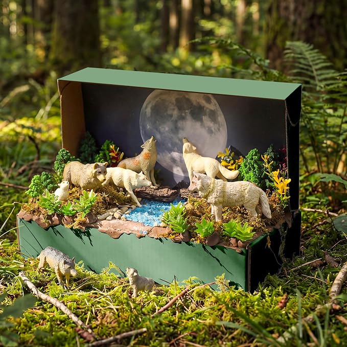 Teyva Daily 48 Pcs Woodland Wolf Diorama Kit Habitat Project Box Set Wolves - Image 3