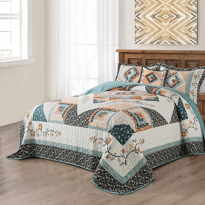 BEDIFANY Twin Size Bedspread Sets, Floral Cotton Lightweight Quilt Twin XL Size - Image 2