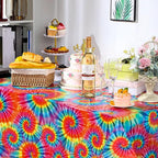Newwiee Tie Dye Tablecloth Rainbow Table Cloth 54 x 108 Inch Plastic Rectangle - Image 6