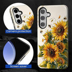 for Samsung Galaxy S25 FE Case, Sunflowers Bees Pattern Glossy 2 in 1 - Image 4