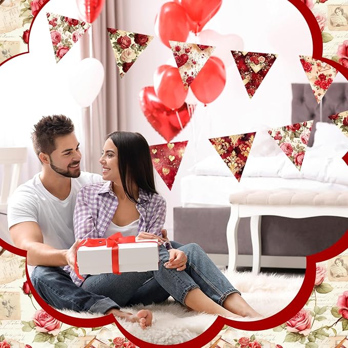 HunnmingRe 20 Pcs 10''x10'' Vintage Valentines Quilting Fabric Square Bundle - Image 5