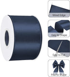 Navy Blue 2.5 Inch 25 Yards Satin Wired Ribbon - Image 3