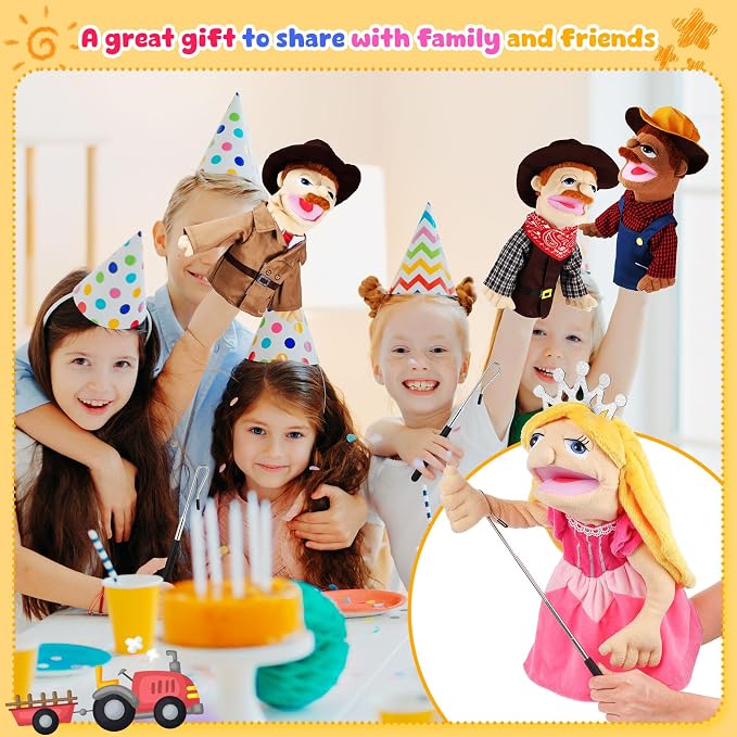 6 Pcs Role Play Hand Puppets Profession Worker Entrepreneur Plush Toys - Image 7