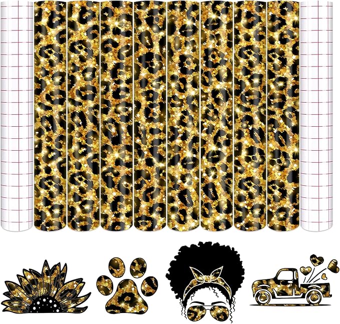 Tintnut Leopard Permanent Vinyl 8 Sheets 12x10in Golden Adhesive Vinyl | by Tintnut
