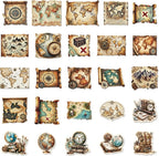 PRSTINCOL 100Pcs Vintage Sticker Pack, Cute Map Design Scrapbook Supplies - Image 9